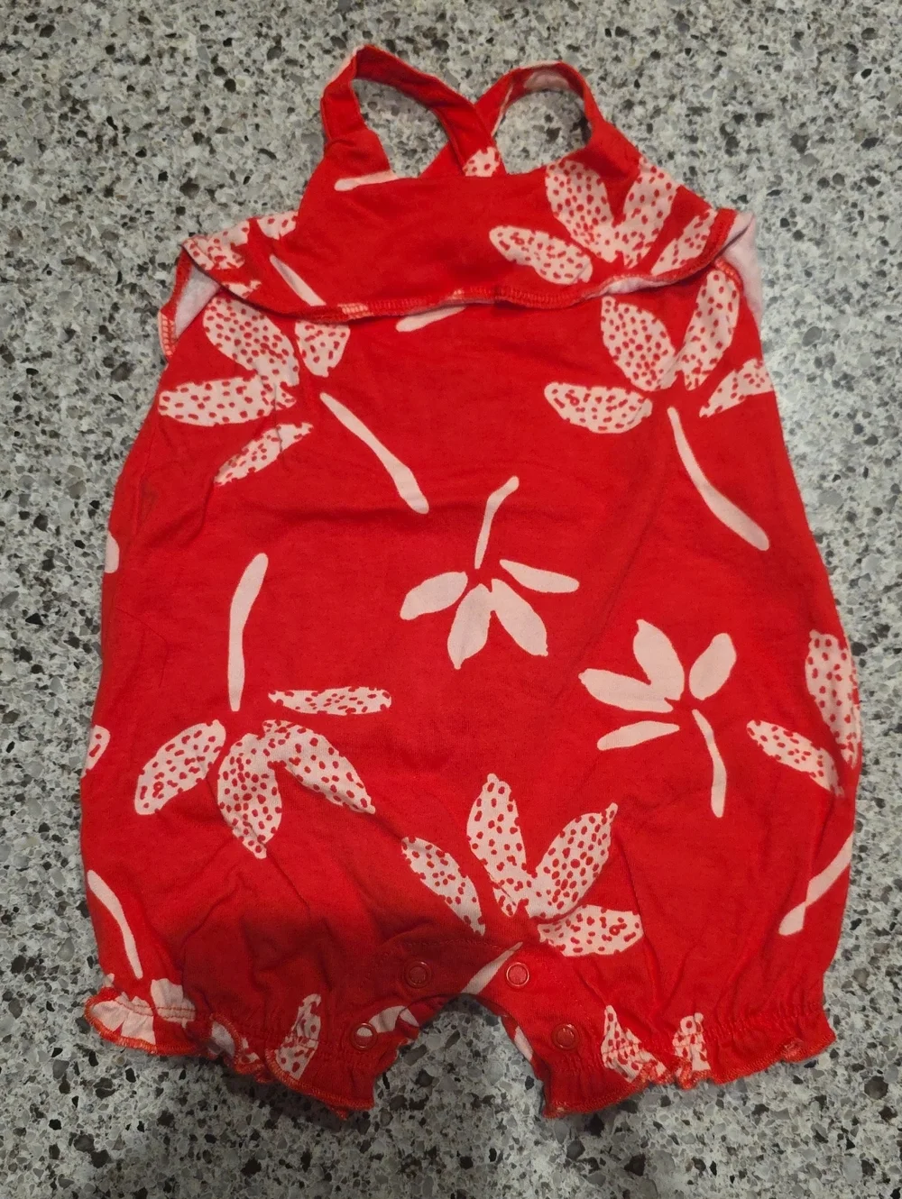 Carter's Red Floral Tank-Style Baby Bodysuit
